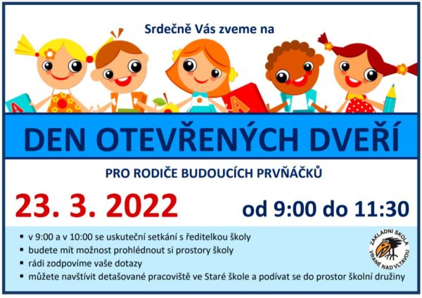 Den otevřených dveří pro rodiče budoucích prvňáčků – 23. 3. 2022